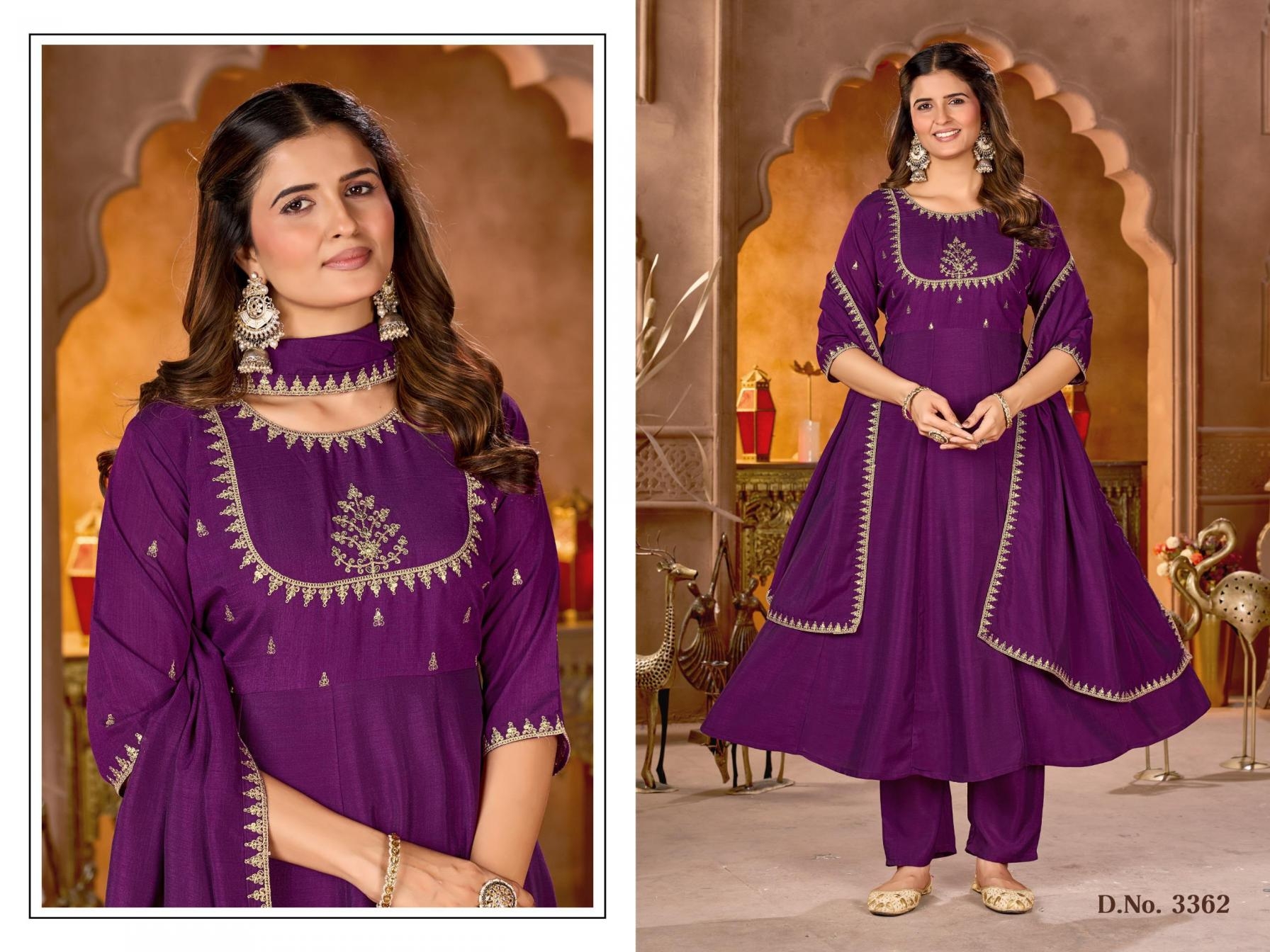 ladies flavour 3361-3364 vichitra fully stitch unique combo suits in wholesale surat