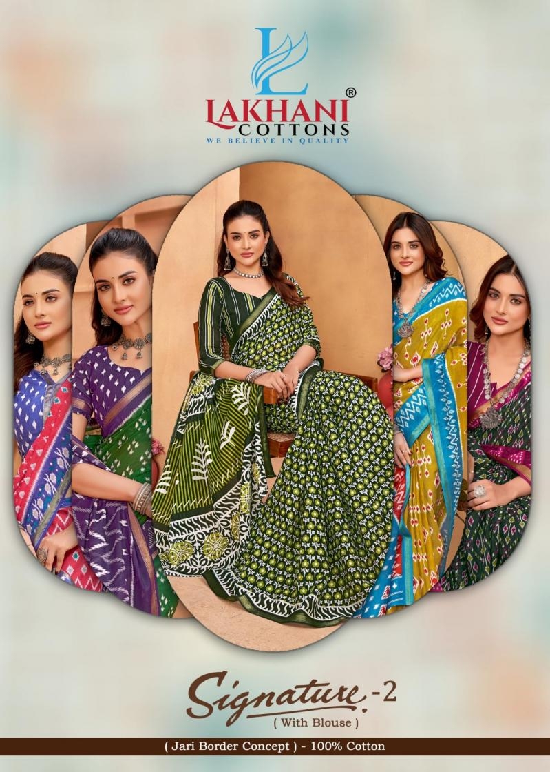 lakhani cottons signature vol 2 series 2001 to 2010 cotton gorgeous look sarees in wholesale surat