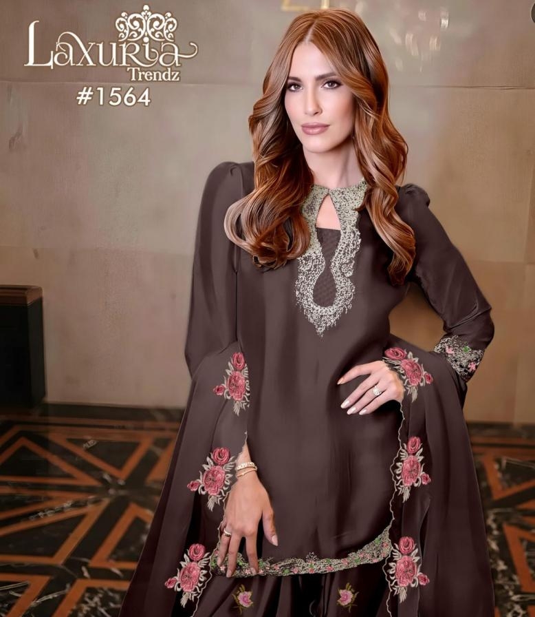 laxuria trendz 1564 satin farshi style readymade pakistani suits in wholesale surat