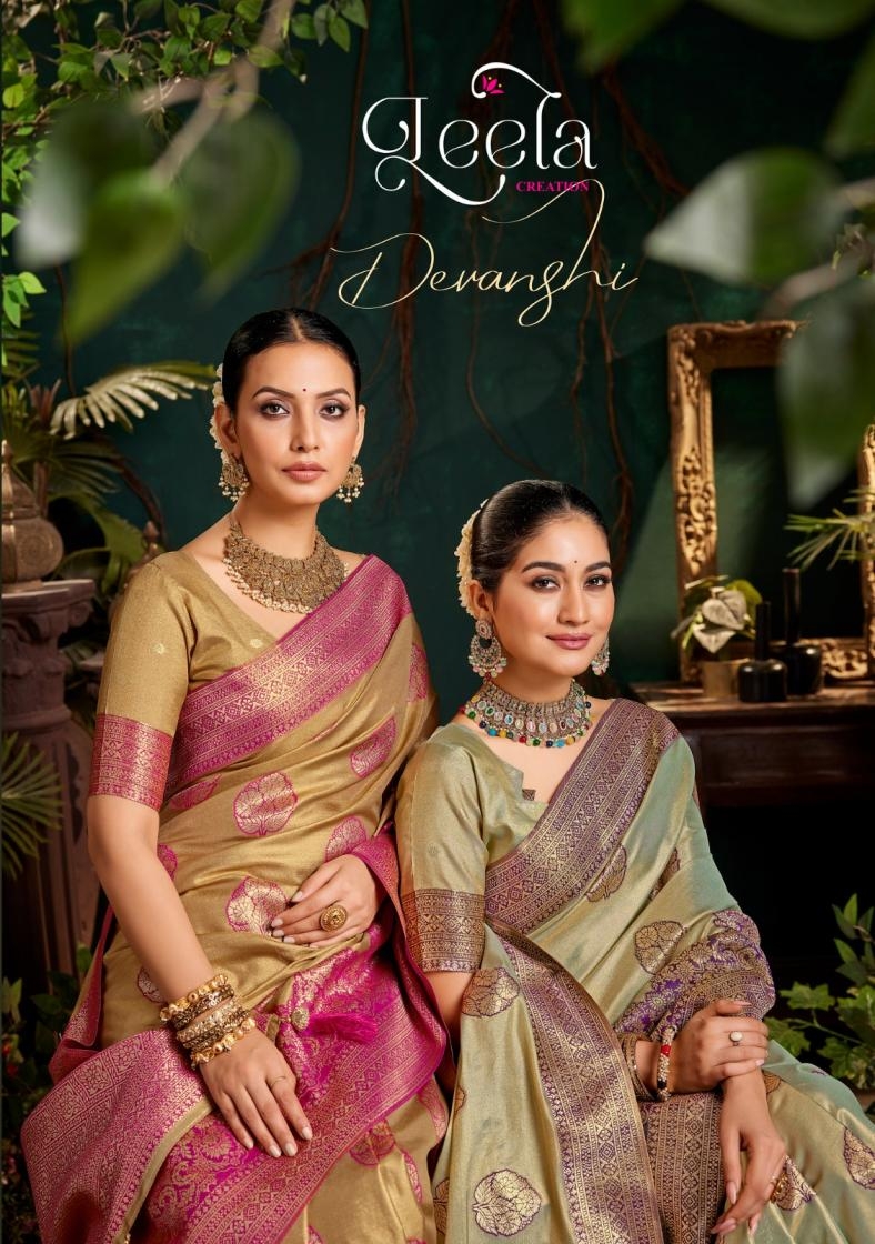 leela creation devanshi series A to F dyed silk fashionbale saree in wholesale surat