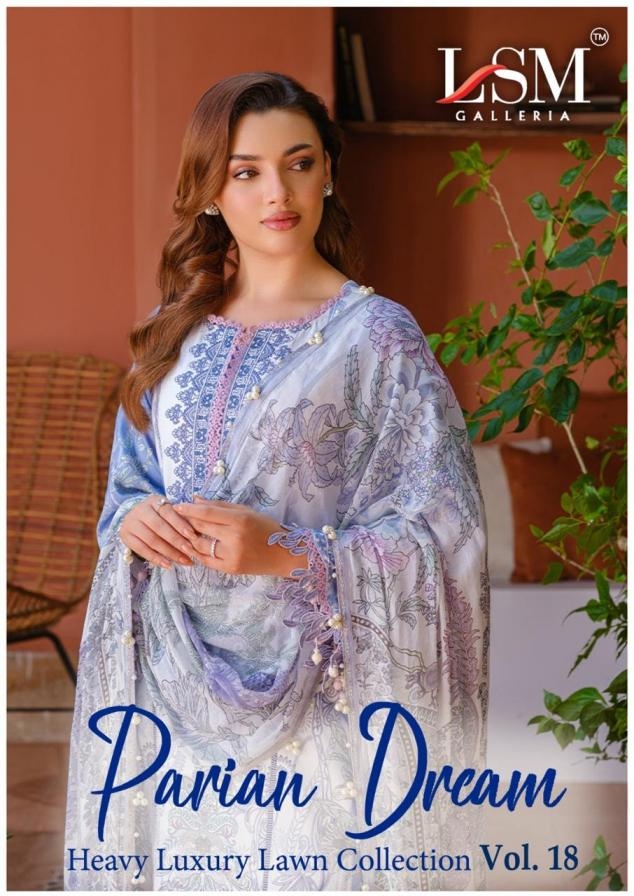 lsm parian dream heavy lawn collection vol 18 series 1801 to 1806 lawn pakistani salwar kameez in wholesale surat