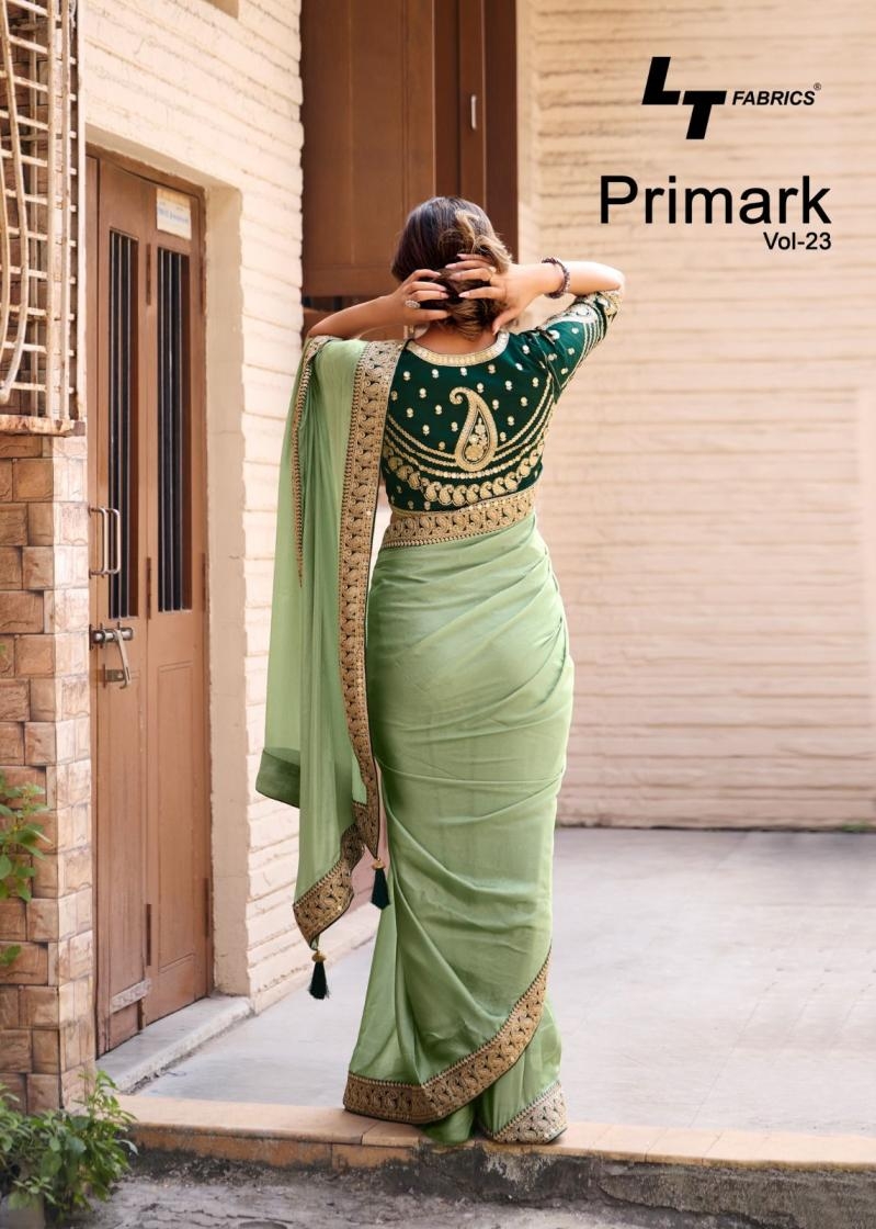 lt fashion primark vol 23 series 2301 to 2306 shine silk embroidered attractive look sarees in wholesale surat