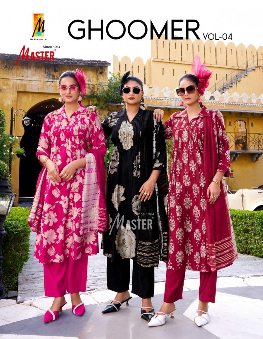 master ghoomer vol 4 series 4001 to 4008 vertican print readymade modern suit in wholesale surat