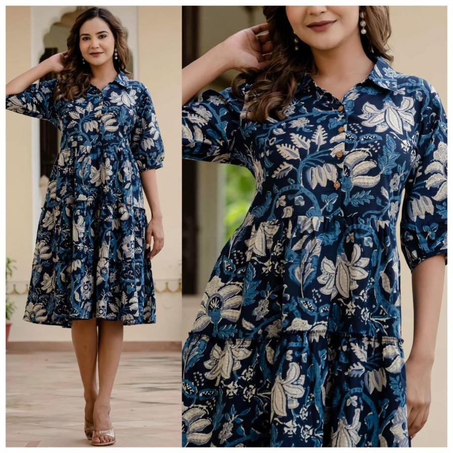 modern ruffle cotton fully stitch midi one pieces combo set in wholesale surat