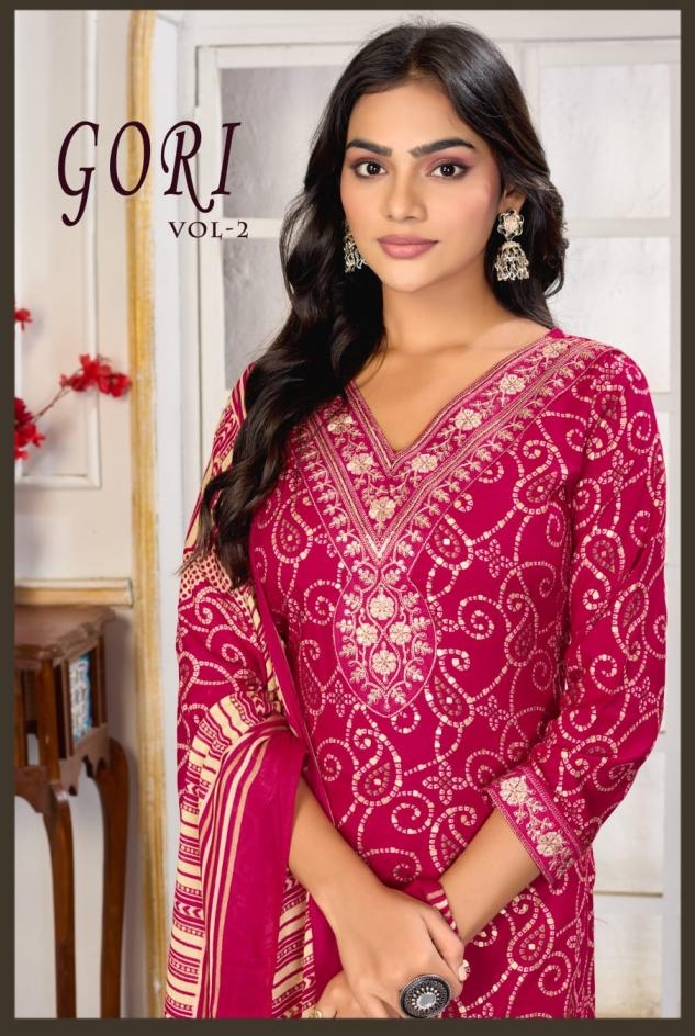 MOKSH GORI VOL-2 series 1435 to 1439 KURTI PENT DUPATTA SET 3 PCS CATALOUGE IN WHOLESALE SURAT