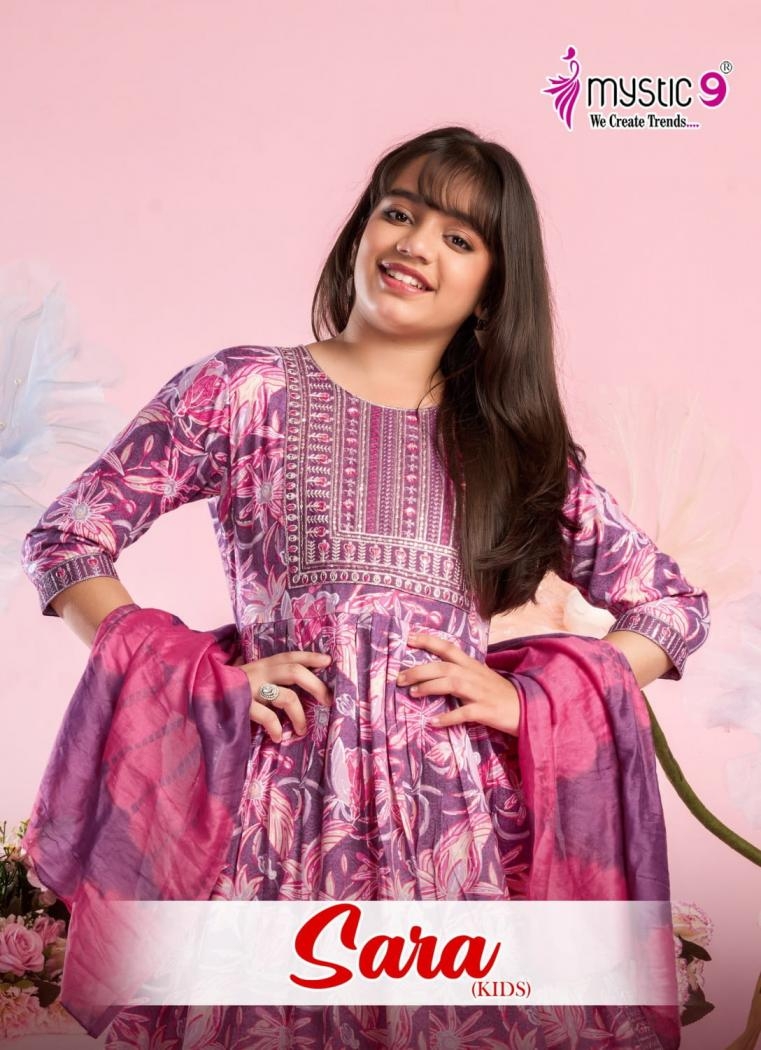 mystic9 sara vol 4 series 4001 to 4008 rayon readymade classic combo kids suit in wholesale surat