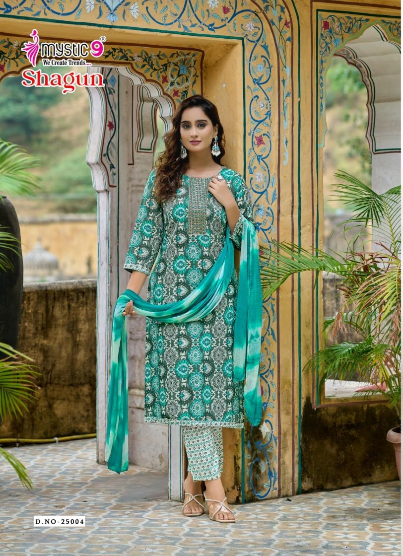 mystic9 shagun vol 25 series 25001 to 25008  rayon capsule fully stitch suit in wholesale surat