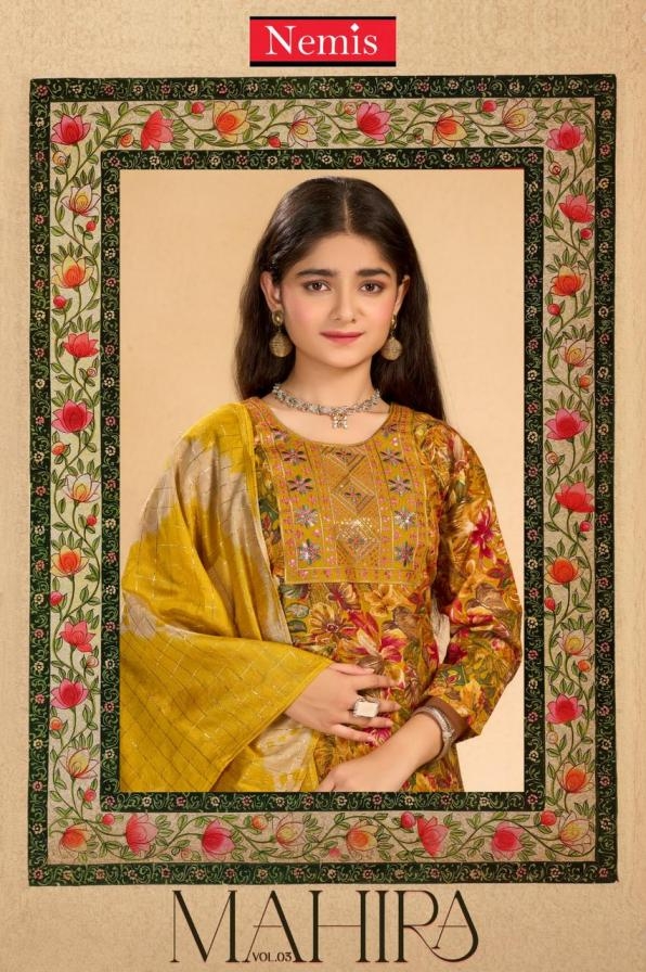 nemis mahira vol 3 series 3001 to 3008 readymade capsule print stylish combo kids suit in wholesale surat