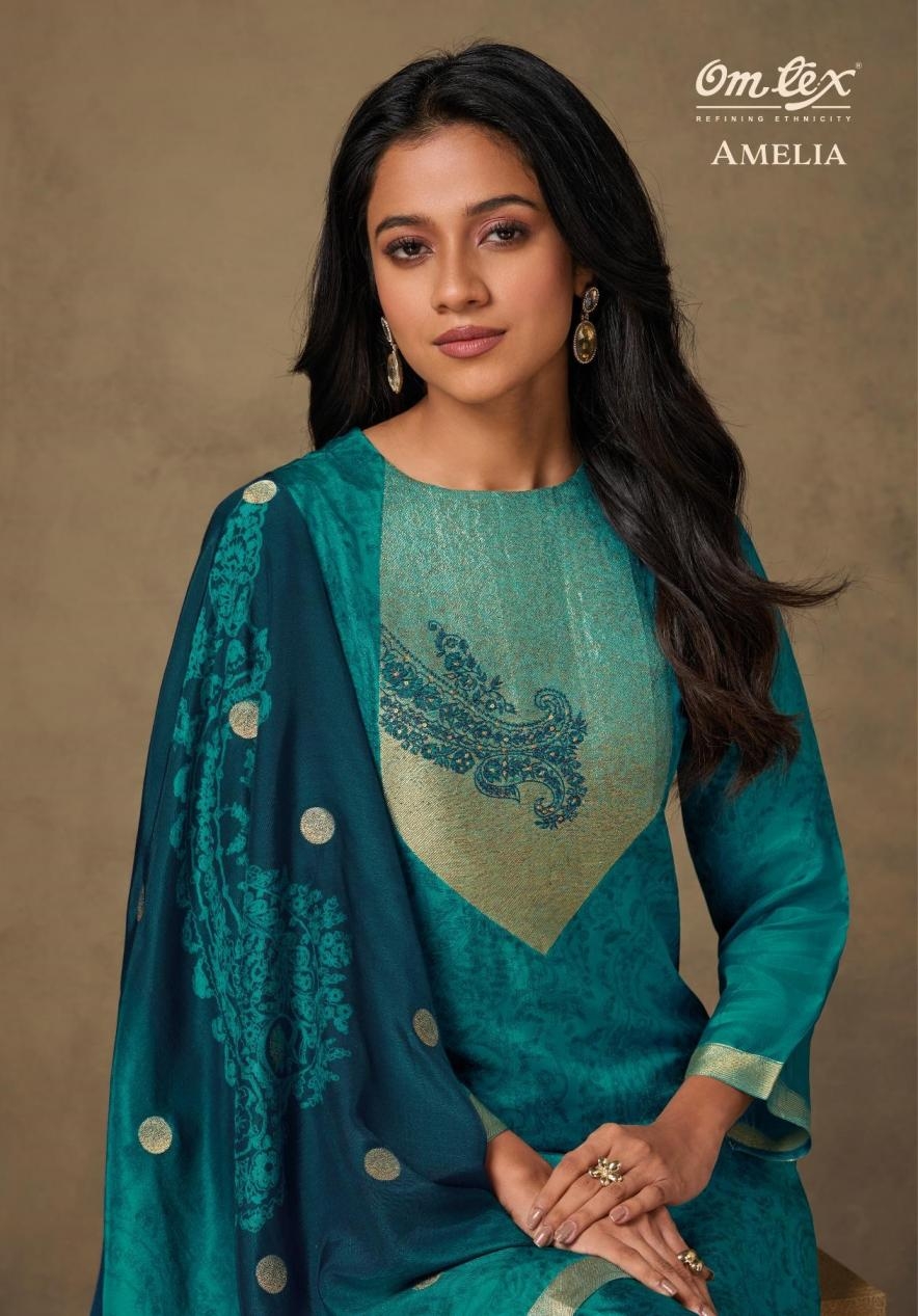 omtex amelia series 8311 A to 8311 D rubina silk jacquard stylish salwar kameez in wholesale surat
