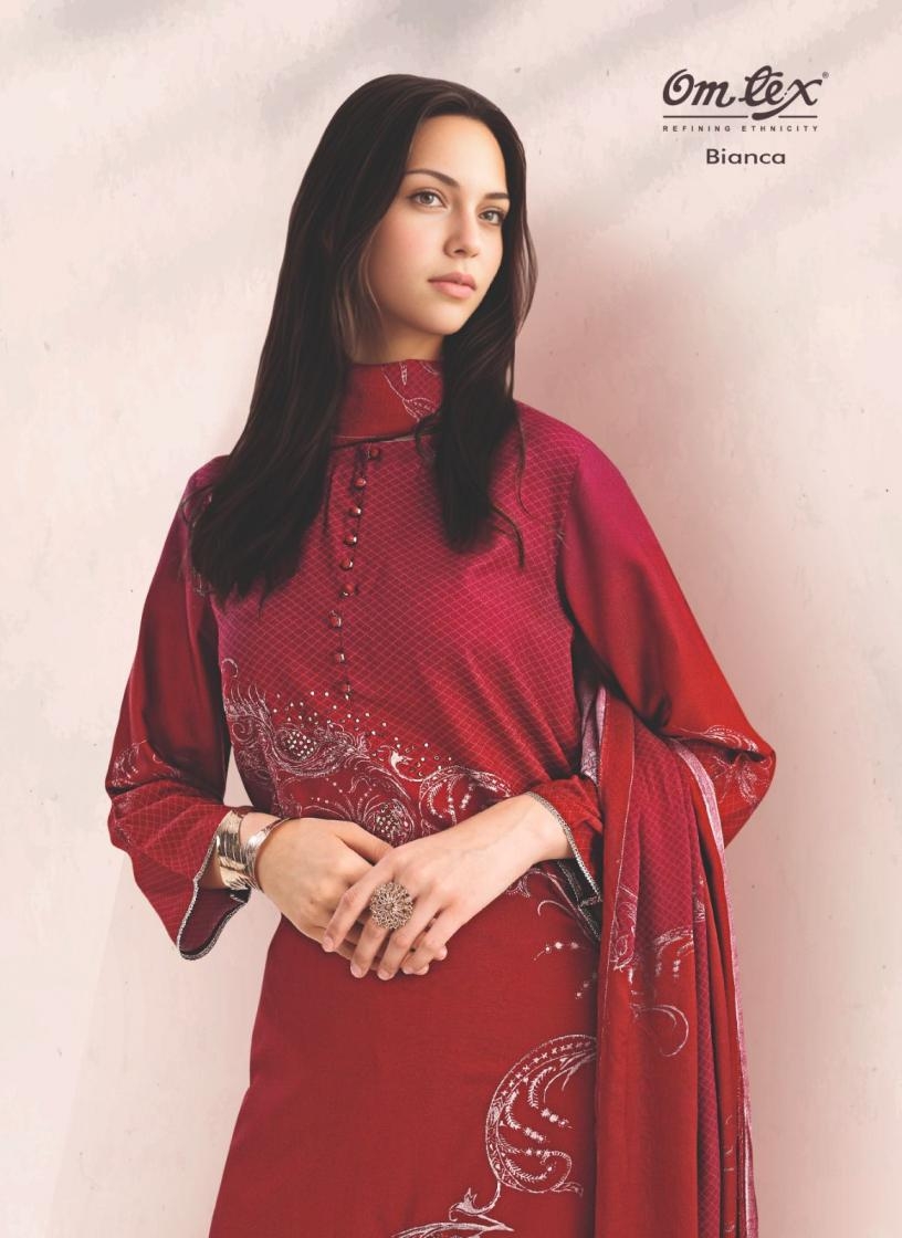 omtex bianca series 8751 A to 8751 D trendy pashmina winter readymade suit in wholesale surat