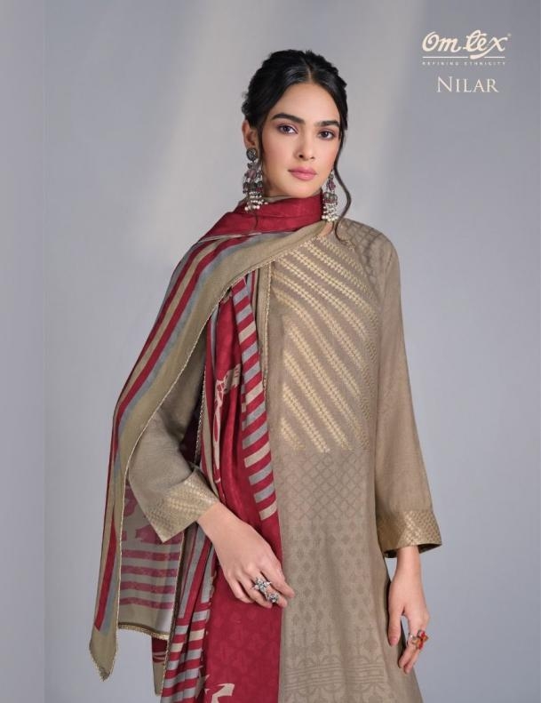 omtex nilar series 9081 A to 9081 D readymade pashmina jacqaurd big size suit in wholesale surat