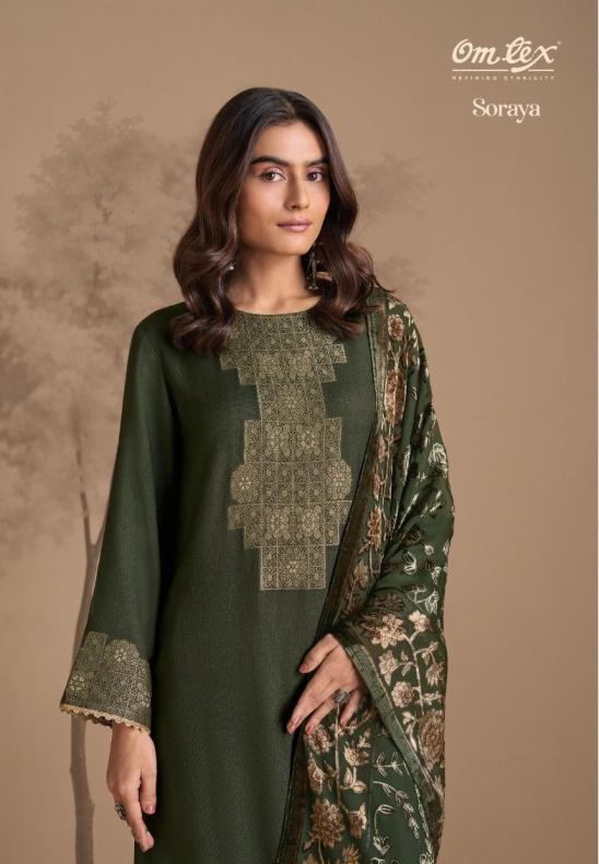 omtex soraya series 9031 A to 9031 D fully stitch amazing pashmina jacqaurd suits in wholesale surat