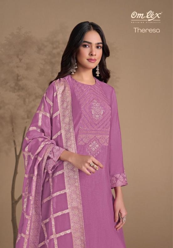 omtex theresa series 9051 A to 9051 C amazing rubina silk salwar kameez in wholesale surat