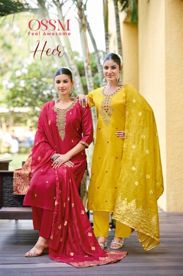 ossm heer series 1001 to 1006 roman silk readymade elegance big size suit in wholesale surat