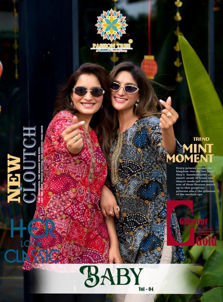 passion tree baby vol 4 series 4001 to 4011 rayon readymade classic big size tops in wholesale surat