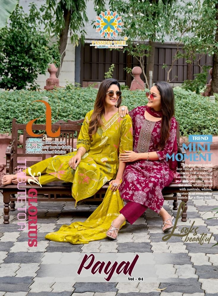 passion tree payal vol 4 series 4001 to 4007 vetican stylish readymade big size suits in wholesale surat