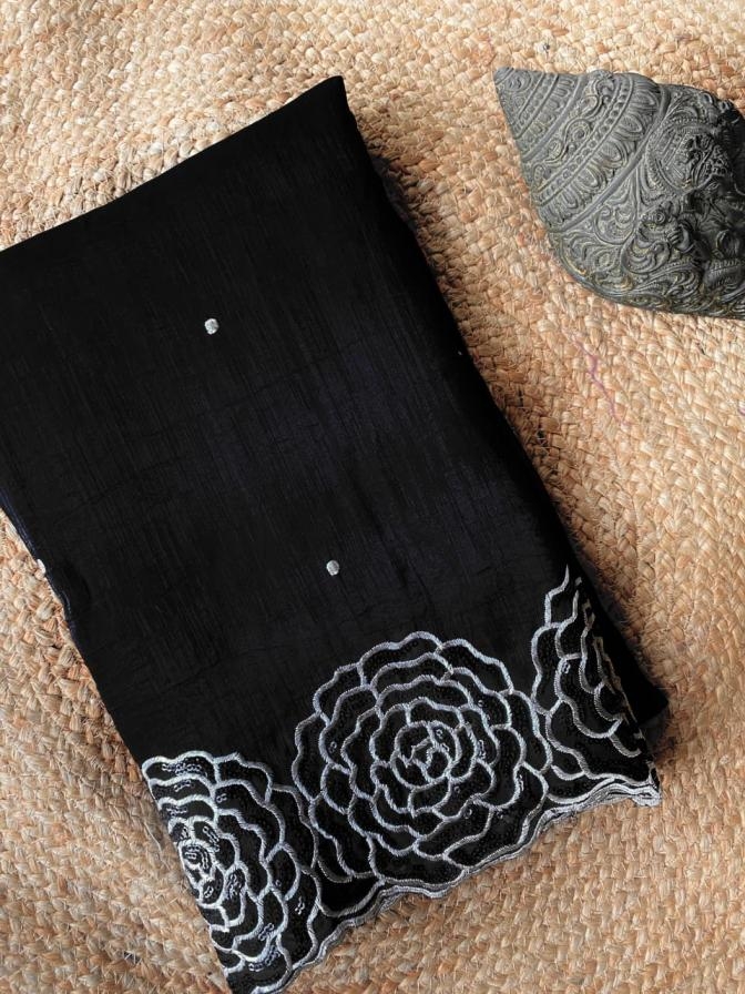 pr 2003 party wear black crunchy best saree in wholesale surat