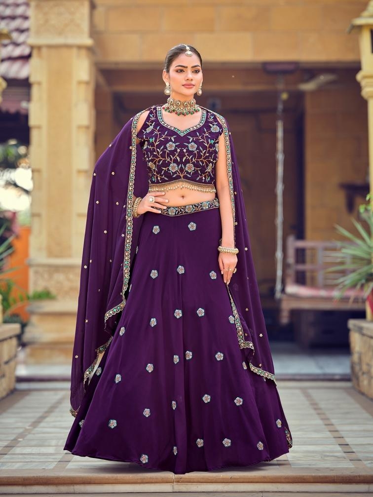 PR 9STAR FASHION RASHA VOL-1 GEORGETTE WITH EMBRODERY WORK AND BEADS WORK DESIGNER LEHENGA CHOLI IN WHOLESALE SURAT