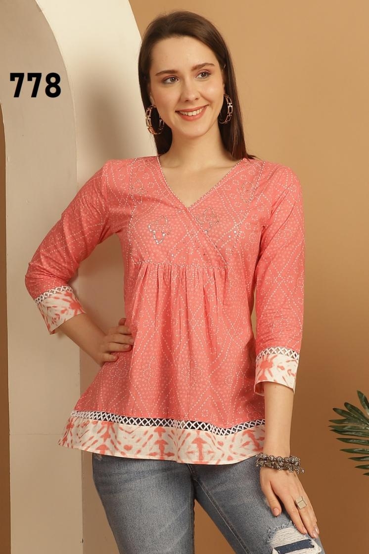 pr cotton classic look series 7006 to 790 readymade western tops in wholesale surat