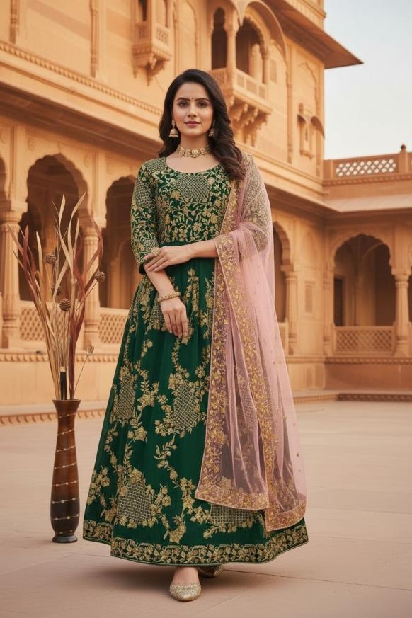 pr dvd 1231 readymade anarkali faux georgette stylish gown with dupatta in wholesale surat
