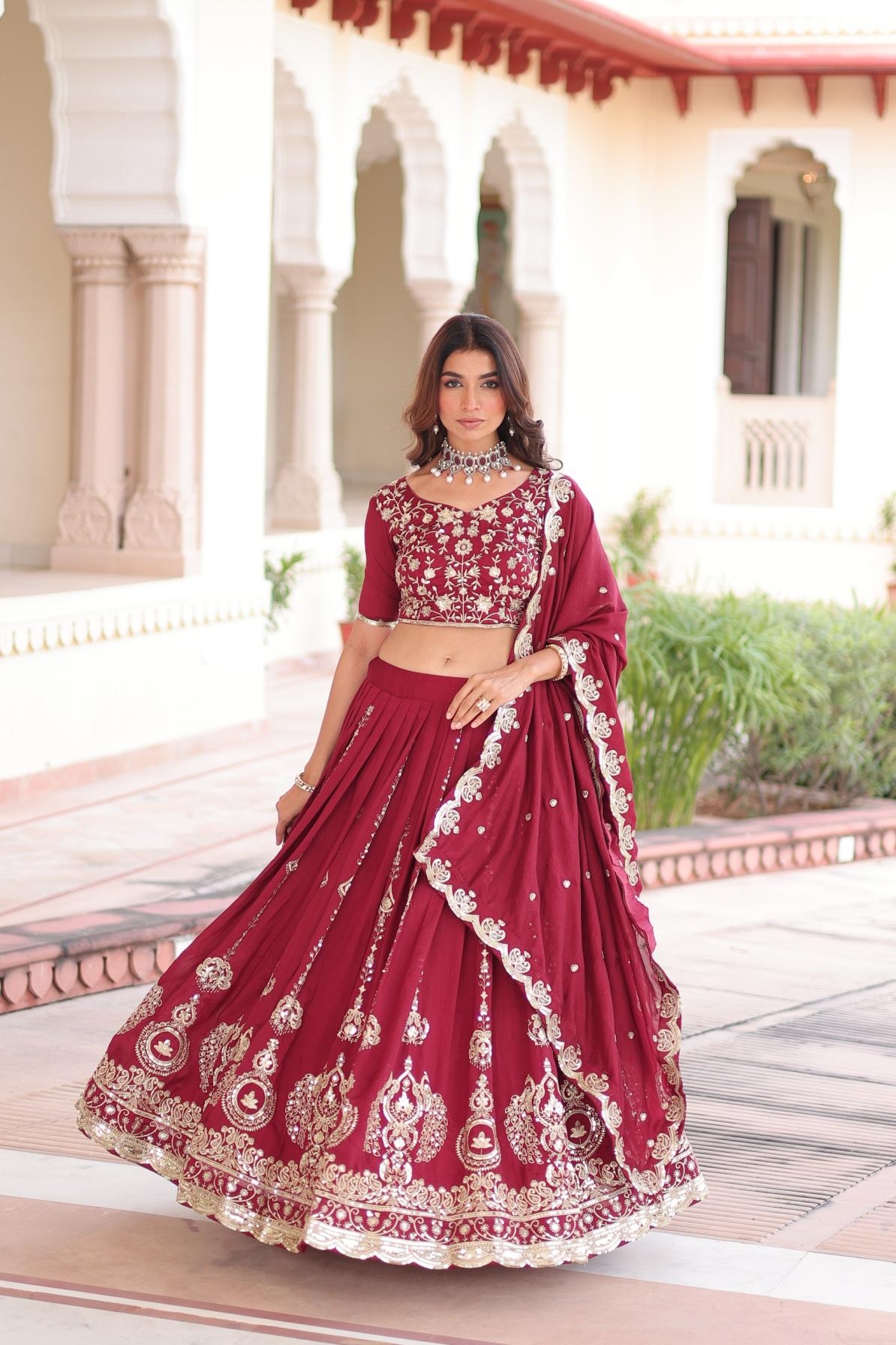 pr ka 5052 attractive look vichitra silk stitch lehenga unstitch choli in wholesale surat