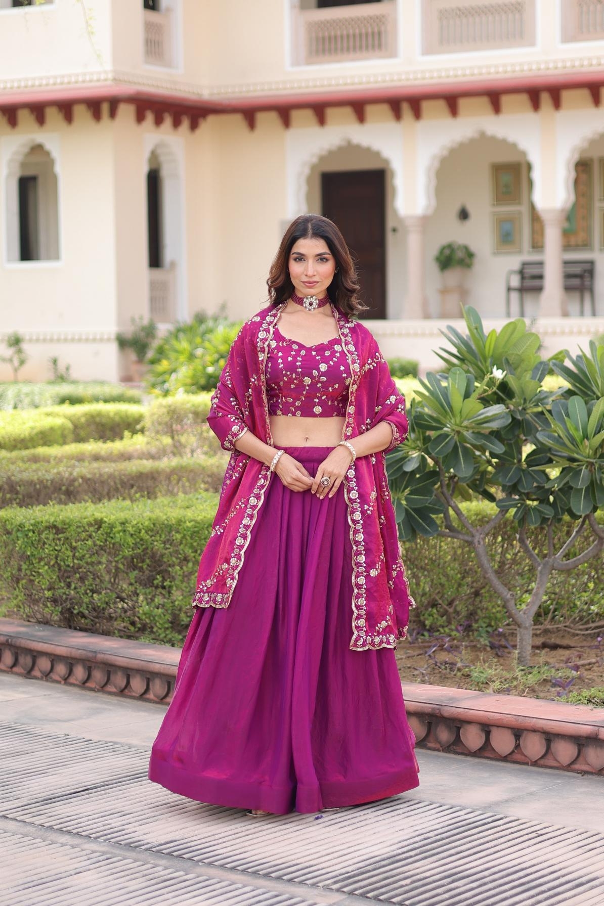 pr ka 5053 readymade exclusive fendi silk chaniya choli in wholesale surat