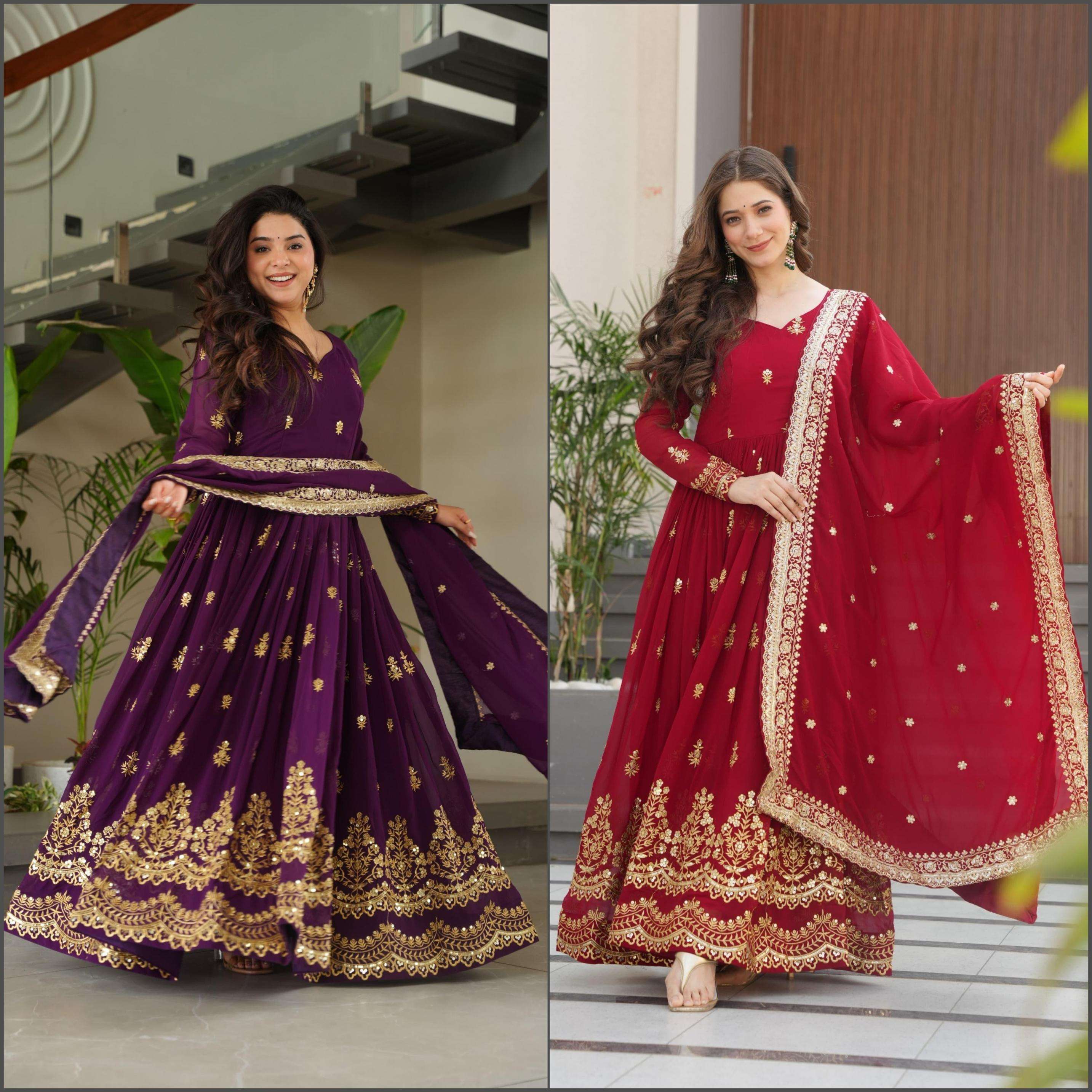 pr lw 9279 faux blooming readymade stunning gown with dupatta in wholesale surat
