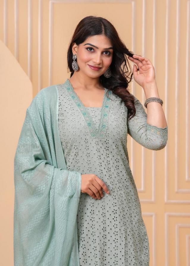 pr modern cotton shifli work classic combo readymade suit in wholesale surat