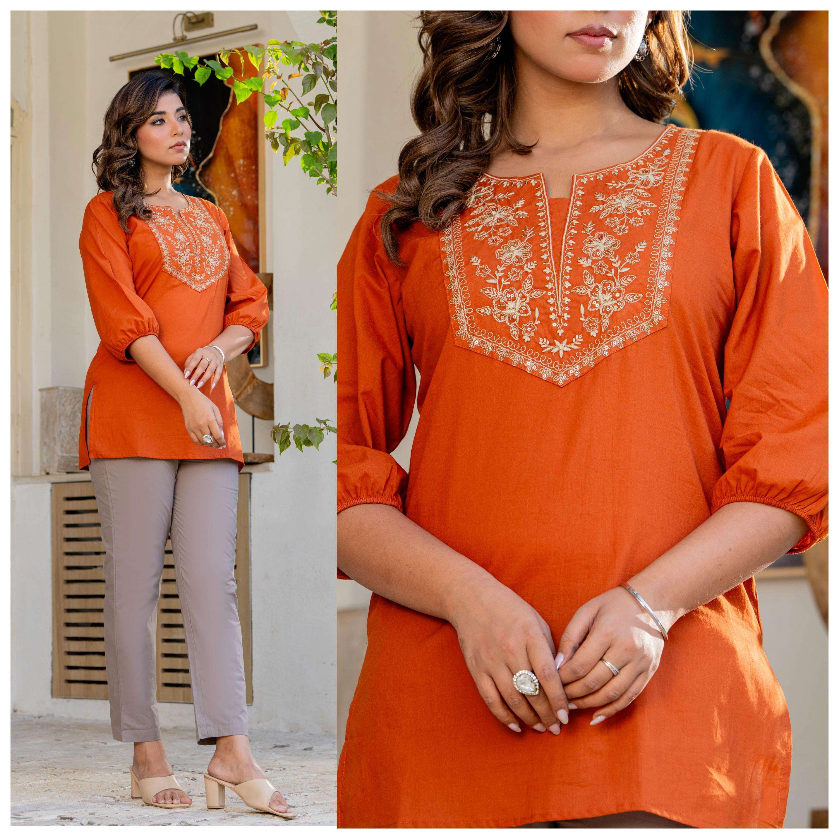 pr modern readymade classic cotton embroidery combo tops in wholesale surat