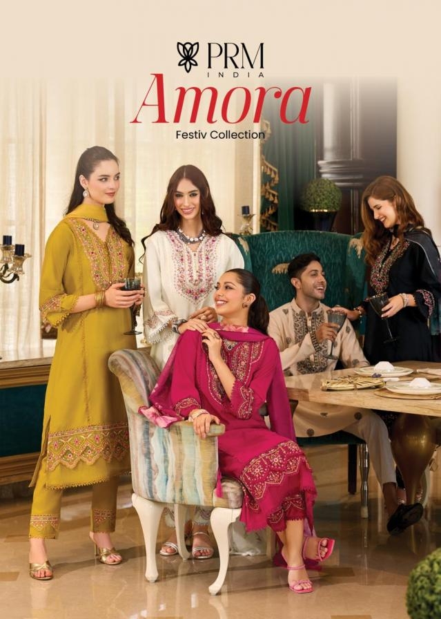 prm india amora series 5107 to 5112 roman silk a line style fully stitch suit in wholesale surat