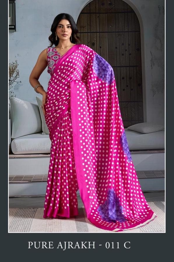 rajtex launch ajrakh 011 series 011 A TO 011 Fstylish saree in wholesale surat