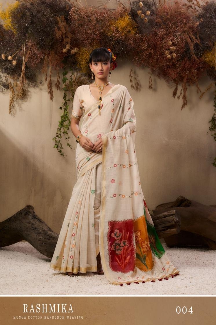 rajtex rashmika series 001 TO 004 munga cotton amazing handloom weaving sarees in wholesale surat