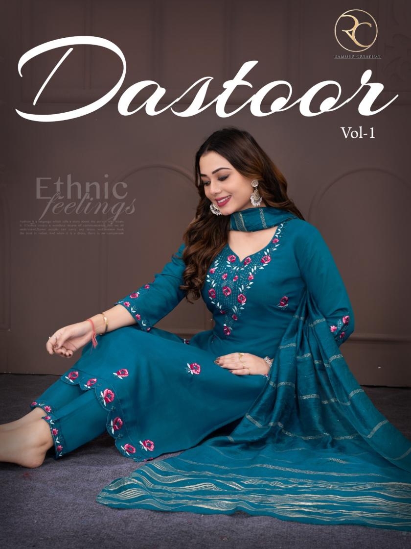 ramdev dastoor vol 1 series 1001 to 1008 roman fully stitch colour addition suits in wholesale surat