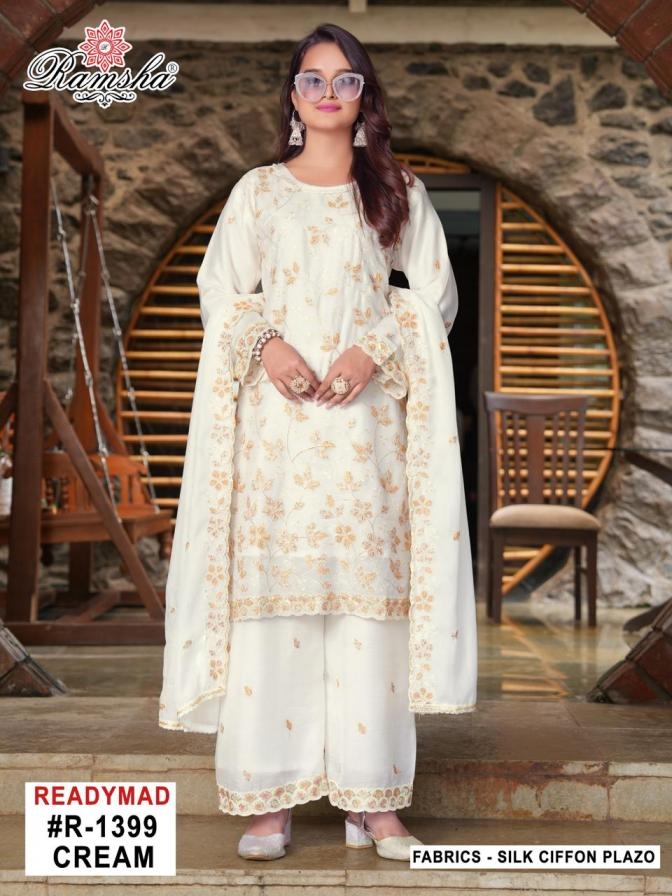 ramsha r 1399 silk chiffon fully stitch pakistani salwar kameez in wholesale surat