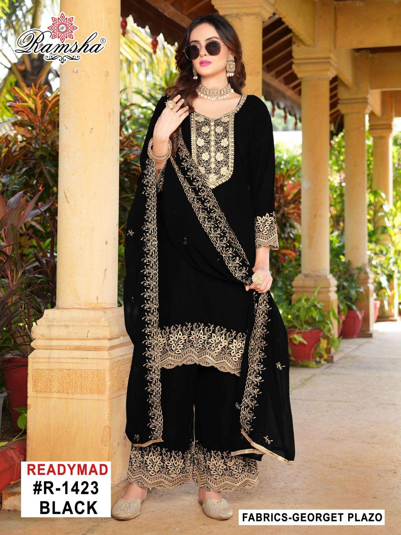 ramsha r 1423 nx georgette hit design fully stitch pakistani plazzo suit in wholesale surat