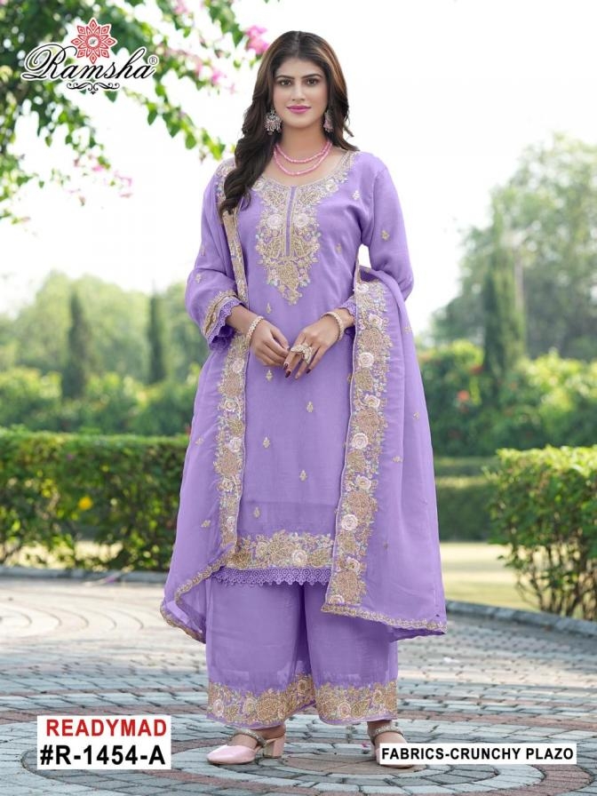 ramsha r 1454 nx crunchy fully stitch pakistani plazzo suits in wholesale surat