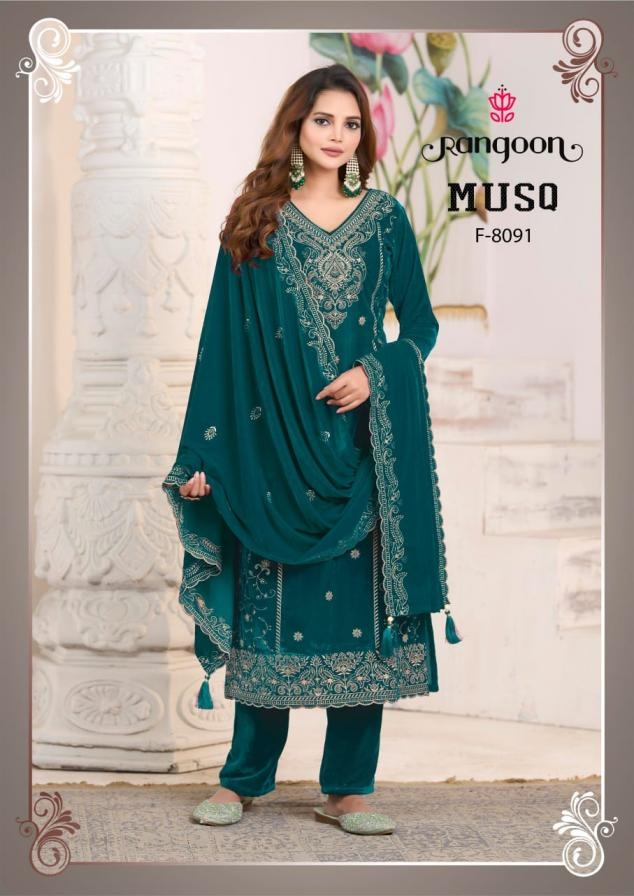 rangoon musq series 8091 to 8094 readymade ethnic style winter viscose velvet suit in wholesale surat