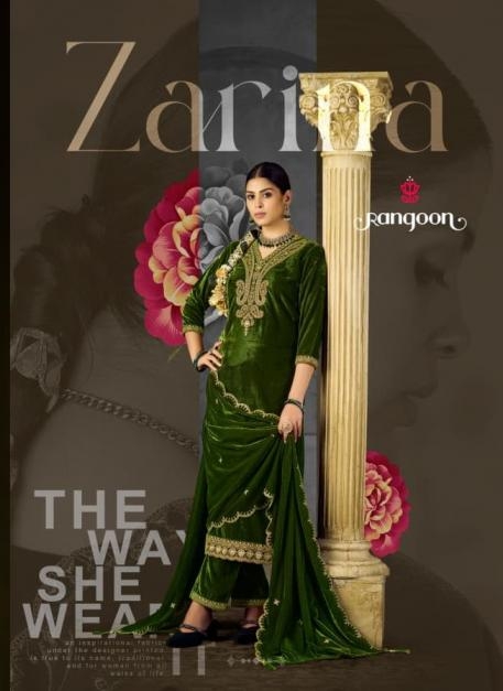 rangoon zarina series 10291 top 10294 viscose velvet winter readymade pretty suit in wholesale surat