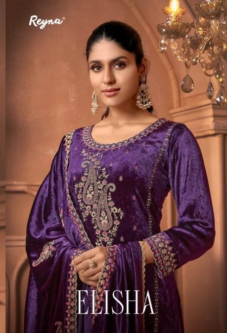 reyna elisha series 10458 to 10461 viscose velvet solid design salwar kameez in wholesale surat