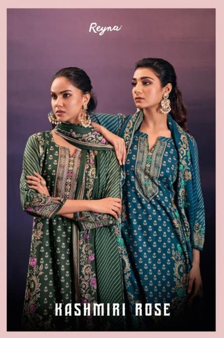 reyna kashmiri rose series 10447 to 10450 pashmina fully stitch trendy suit in wholesale surat