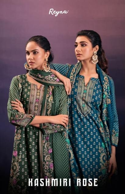 reyna kashmiri rose series 10447 to 10450 pashmina winter salwar kameez in wholesale surat