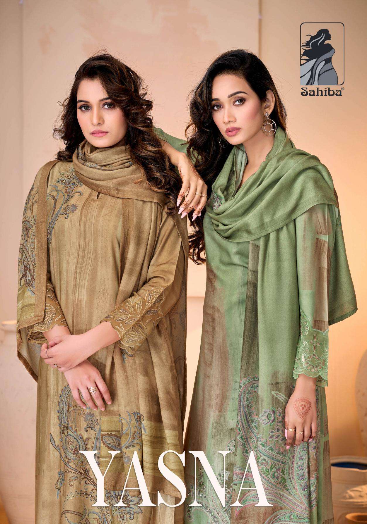 sahiba yasna series 3048 to 3018 gorgeous look readymade pashmina winter suit in wholesale surat