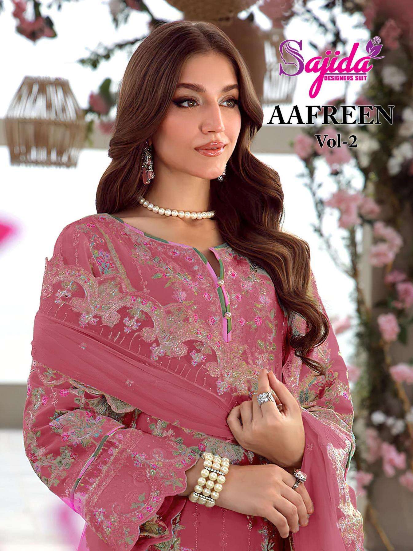 sajida designer aafreen vol 2 series 1058 A to 1058 D organza pakistani suit in wholesale surat