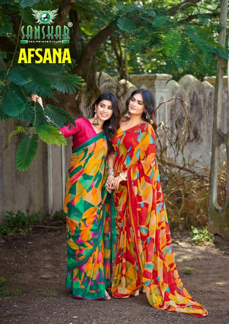 sanskar tex prints afsana series 71001 to 71008 weightless gorgeous look saree in wholesale surat