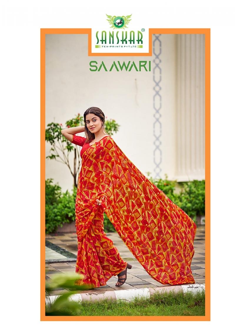 sanskar tex prints saawari series 51001 to 51008 weightless sirowski work saree in wholesale surat