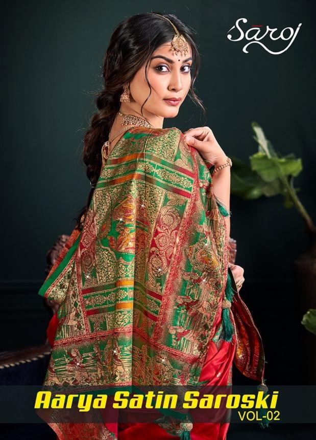 Saroj Aarya satin saroski vol.2 series 1001 to 1004 Satin silk saree in wholesale surat