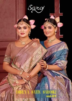Saroj Dhruva satin saroski vol.1 series 1001 to 1004 Satin silk saree in wholesale surat