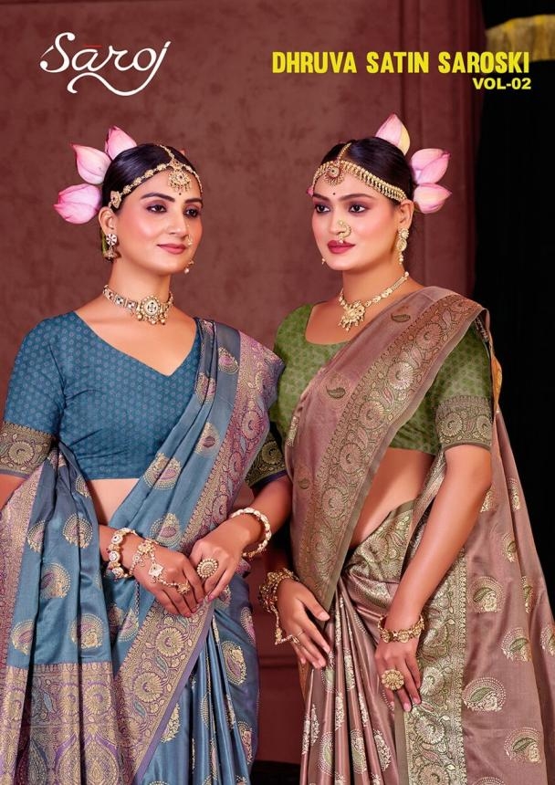 Saroj Dhruva satin saroski vol.2 series 1001 to 1004 Satin silk saree in wholesale surat