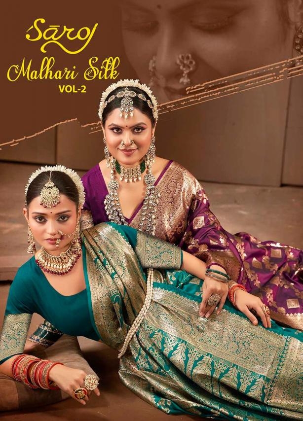 Saroj Malhari silk vol.2 series 1001 to 1006 50*600 silk saree in wholesale surat