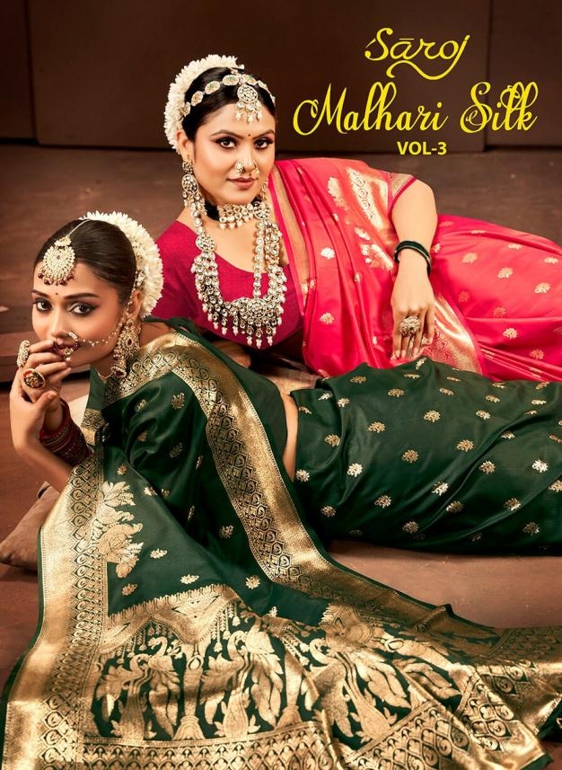 Saroj Malhari silk vol.3 series 1001 to 1006 50*600 silk saree in wholesale surat